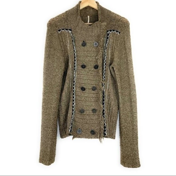 Free People Teddy Bear Sweater Jacket Double Breasted - Picture 2 of 7